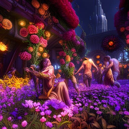 bright colorful flower people - AI Generated Artwork - NightCafe Creator