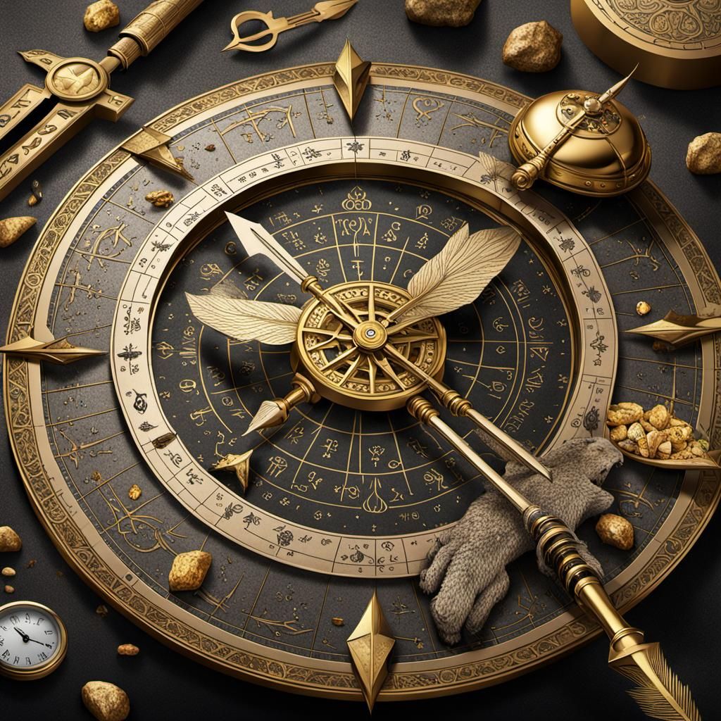The golden compas or the alithiometer. displayed shining golden with symbols all along the side of the ...  by @undefined