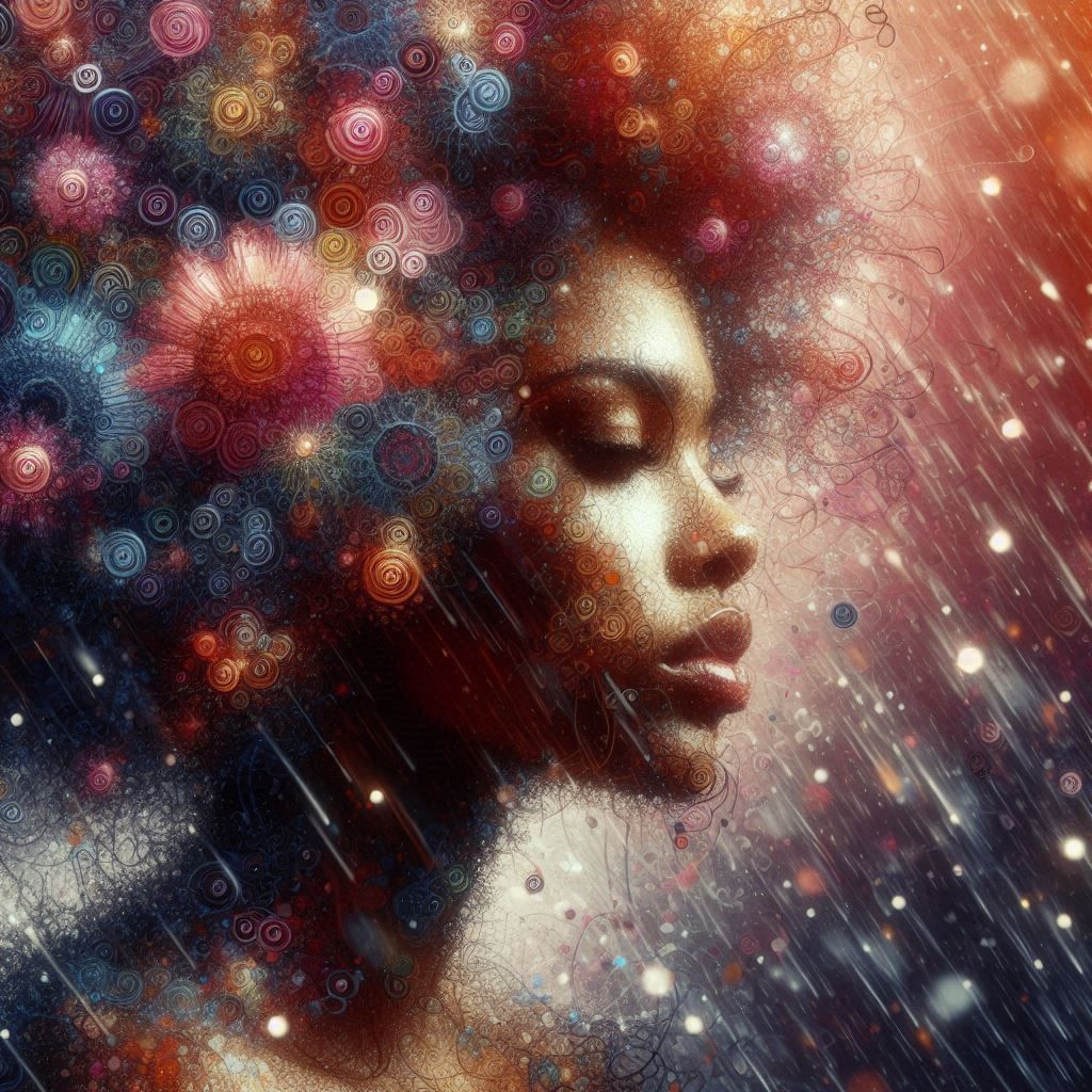 double exposure beautiful fantasy DALL-E 3 portrait landscape..