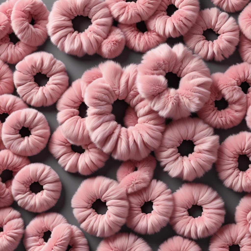 Create pink fur scrunchie