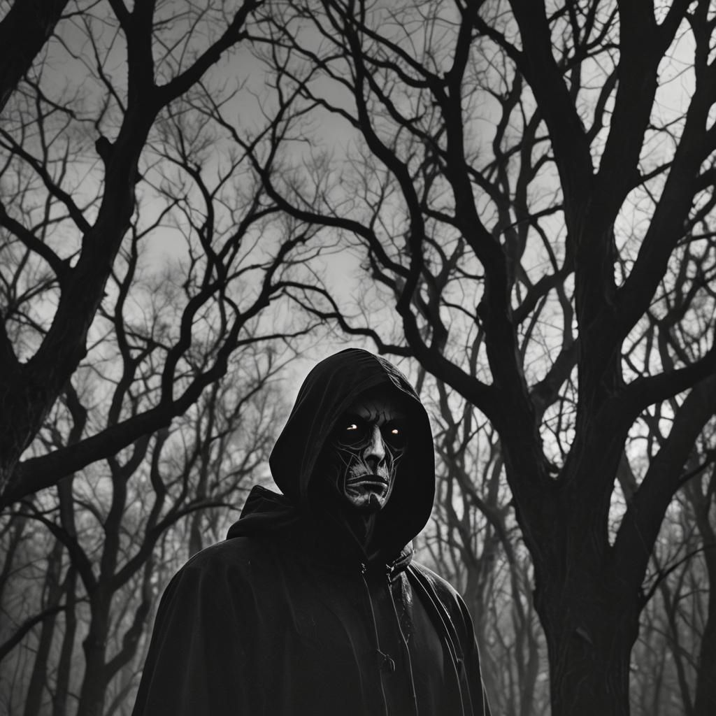 black and white dark fantasy heart of darkness deep in woods