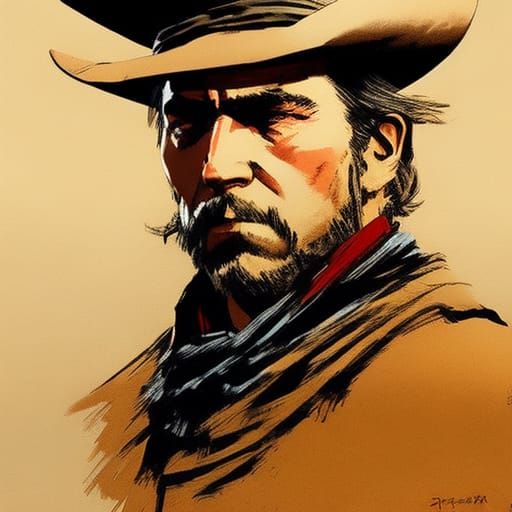 Arthur Morgan from Red Dead Redemption 2 drawn in the, Stable Diffusion