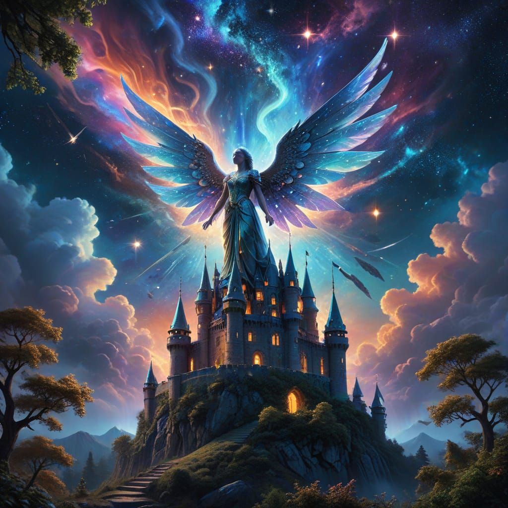 Surrealist Fantasy Masterpiece with Celestial Being and Ench...