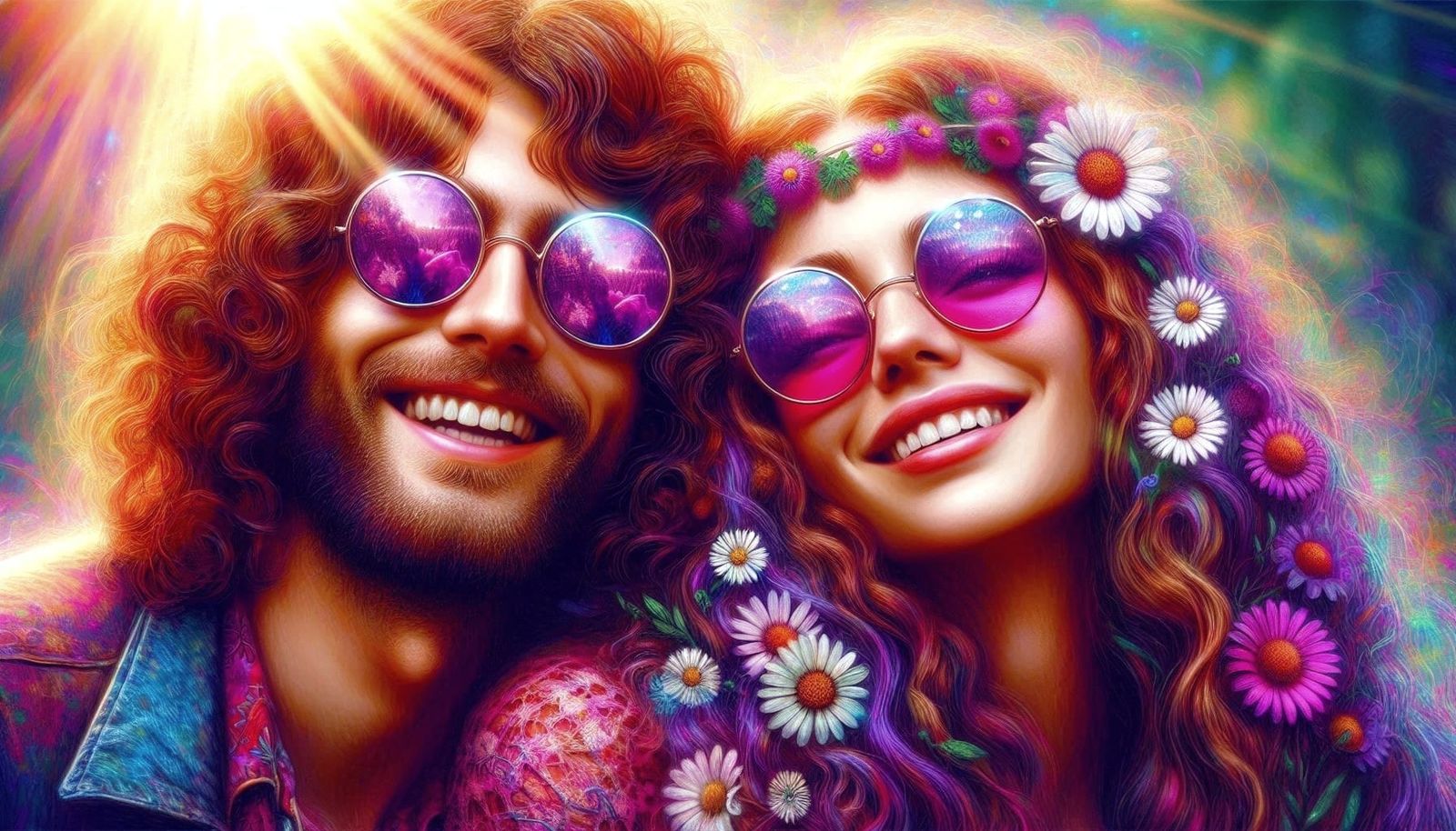 Happy hippy couple