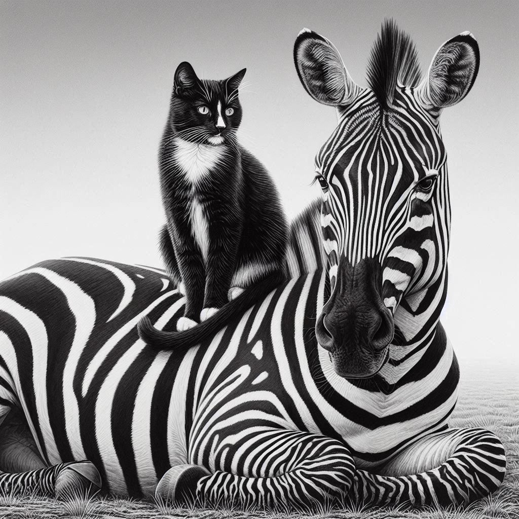 black and white animals.