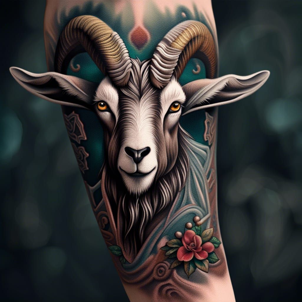 Ski Goat Old School Tattoo Style - Goats - Sticker | TeePublic