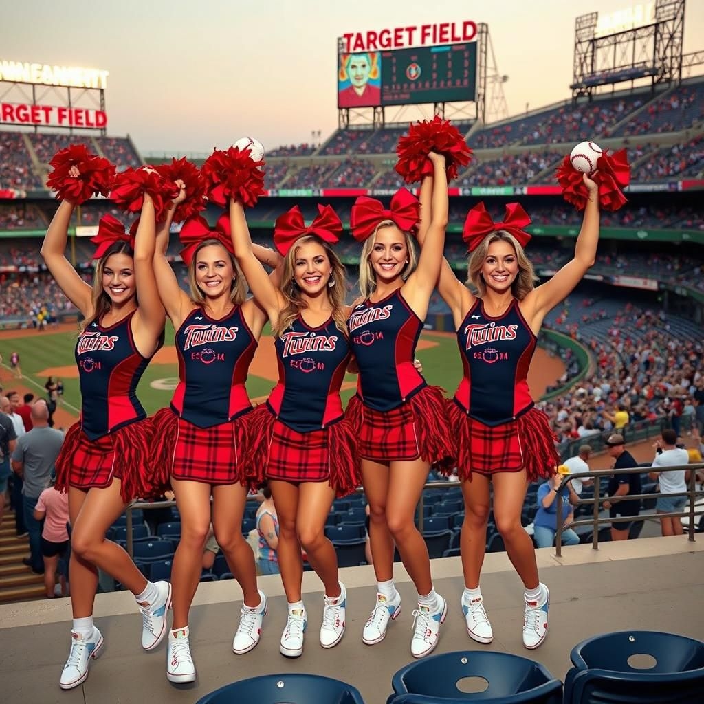 Minnesota twins cheerleaders entertaining a baseball crowd i...