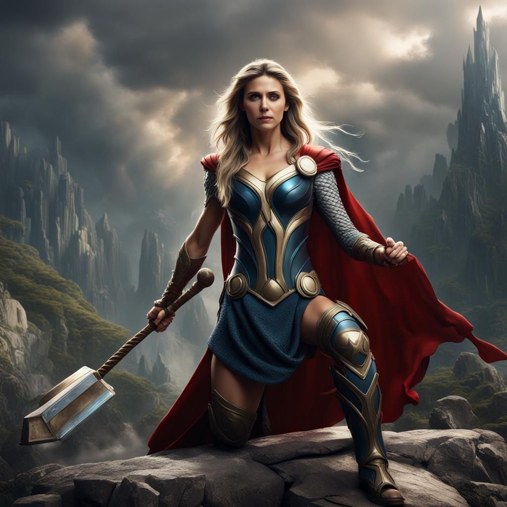 Nina Dobrev as lady Thor - AI Generated Artwork - NightCafe Creator