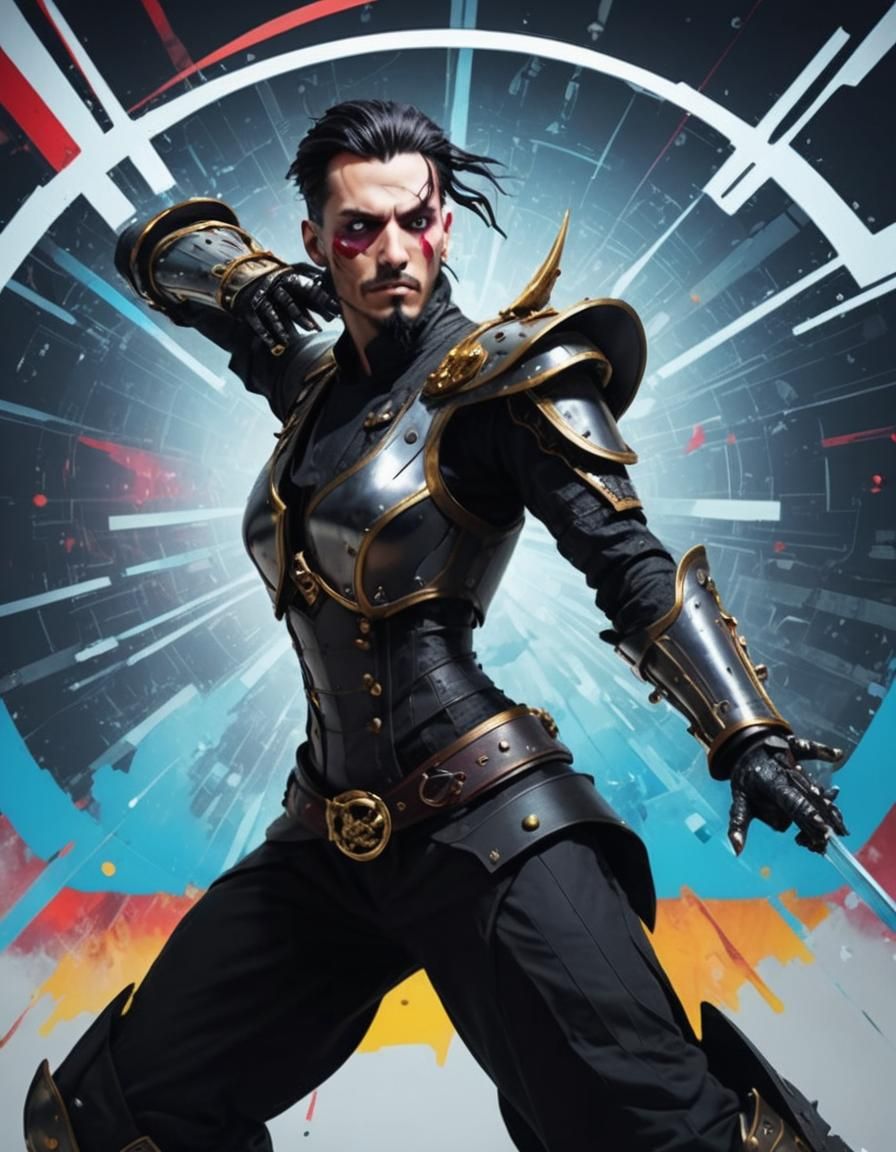 Pirate neofuturistic look less technologically developed mal...