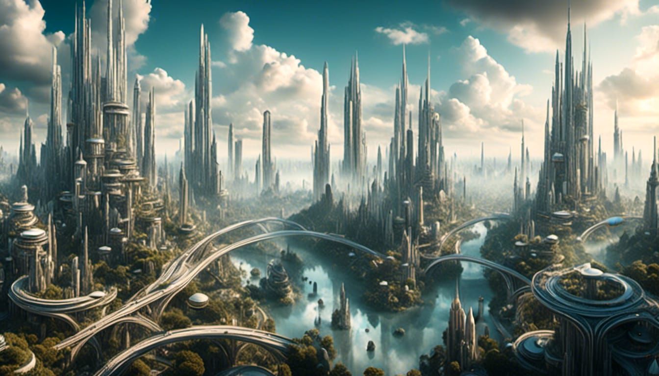 <lora:Abstract landscapes:1.0> A futuristic city in the sky