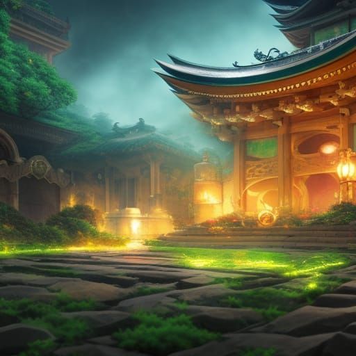 Luigi’s evil lair, Japanese anime style, octane render, dyna...