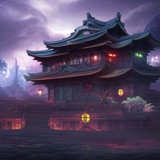 Luigi’s evil lair, Japanese anime style, octane render, dyna...