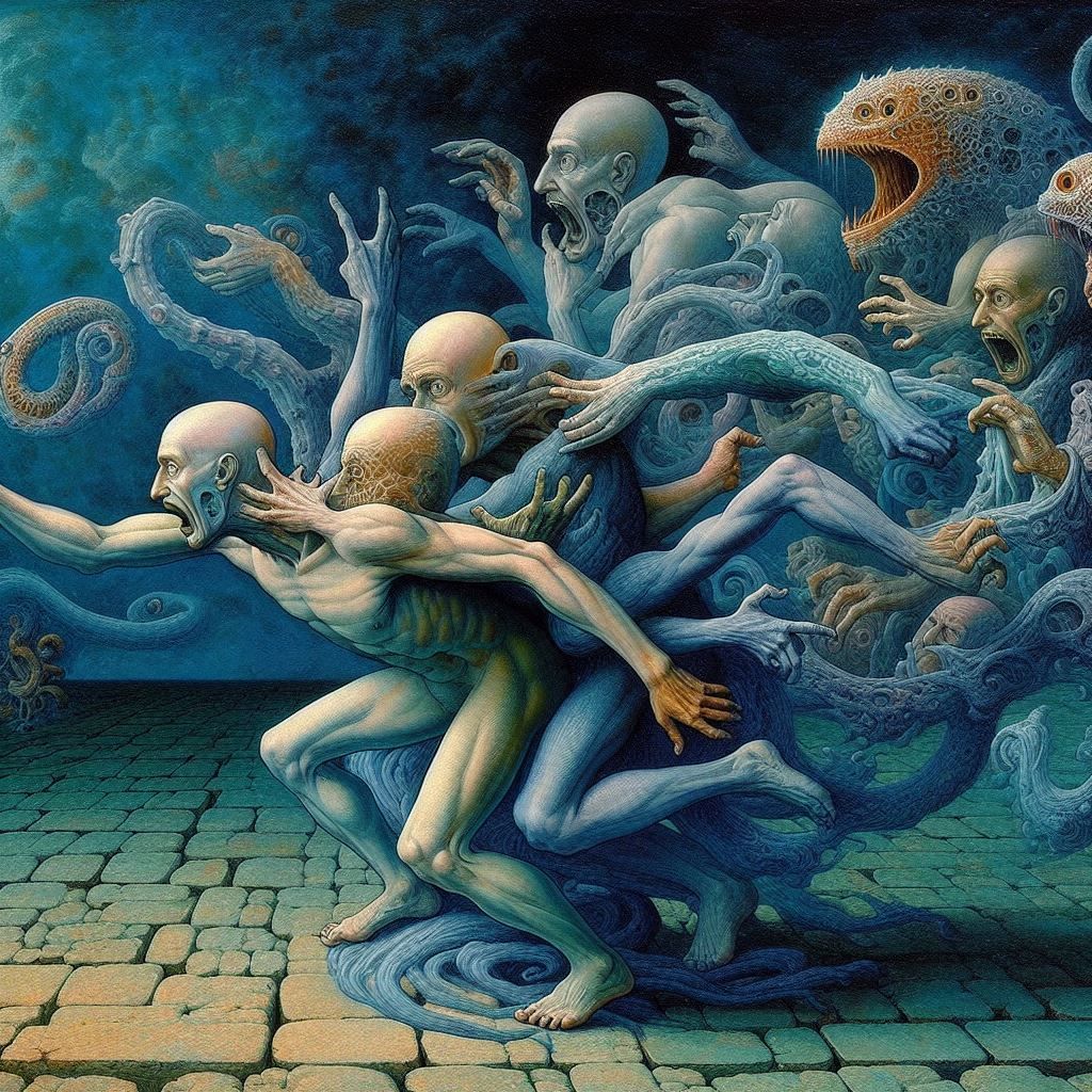 And man, now a shadow, Is swallowed by the unreal.