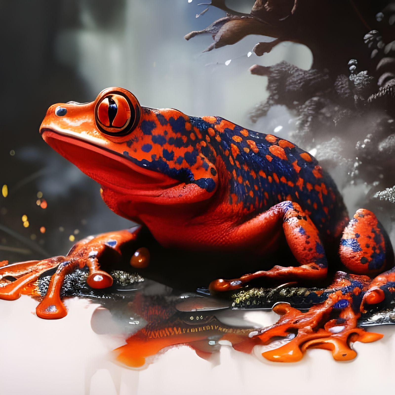 A poisonous red frog