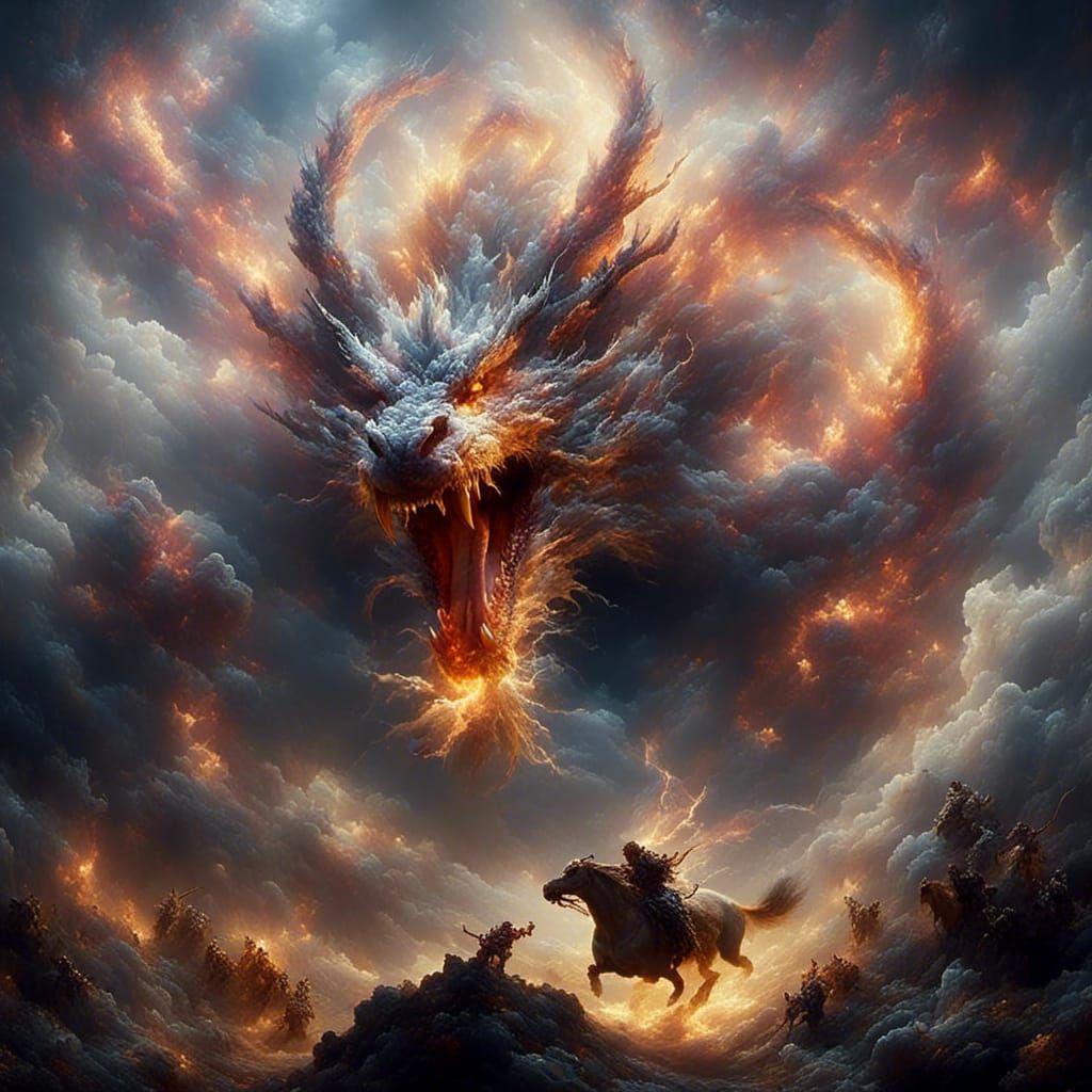 <lora:Natures Fury:1.0> A dragon swooping down on people run...