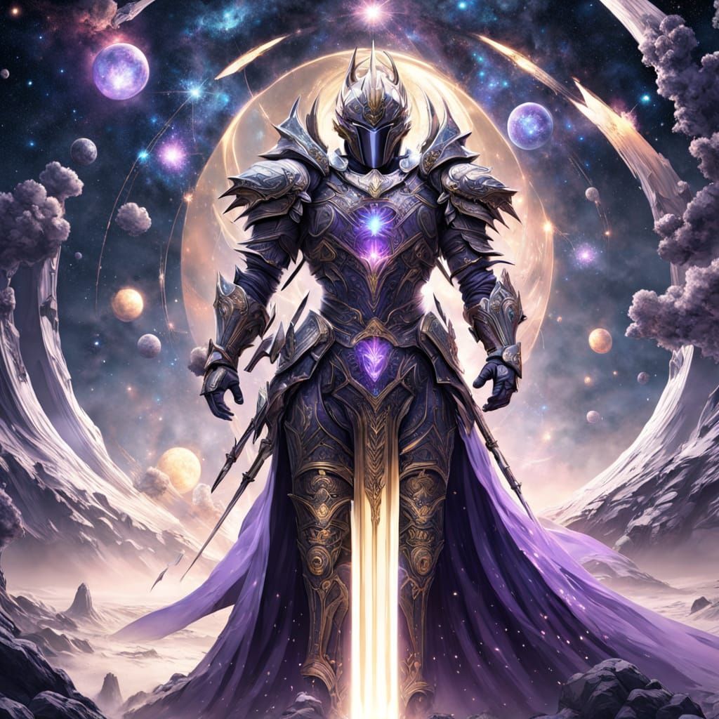 Royal gothic space knight,relaistic,radiant,elegant,etherial,divine,realsitic,cinematic,film,retro,2205