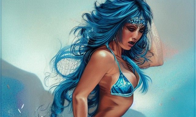 Beauty in Blue Bikini