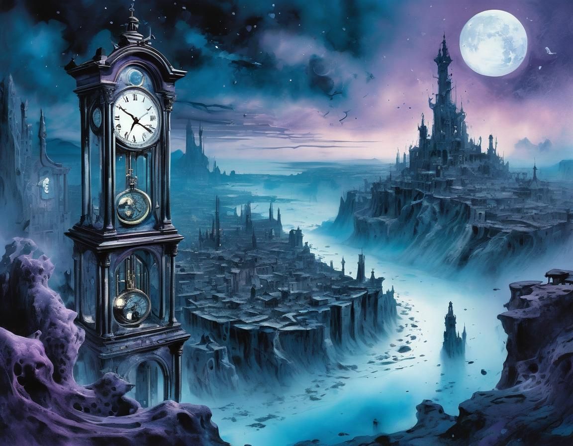 Illustrate a dreamy surreal scene reminiscent of Salvador Da...