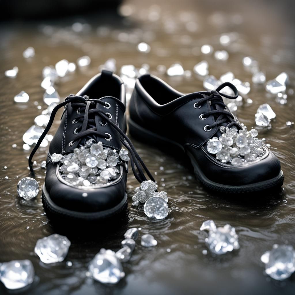 Failed: A pair of stinking water shoes encrusted with diamon...