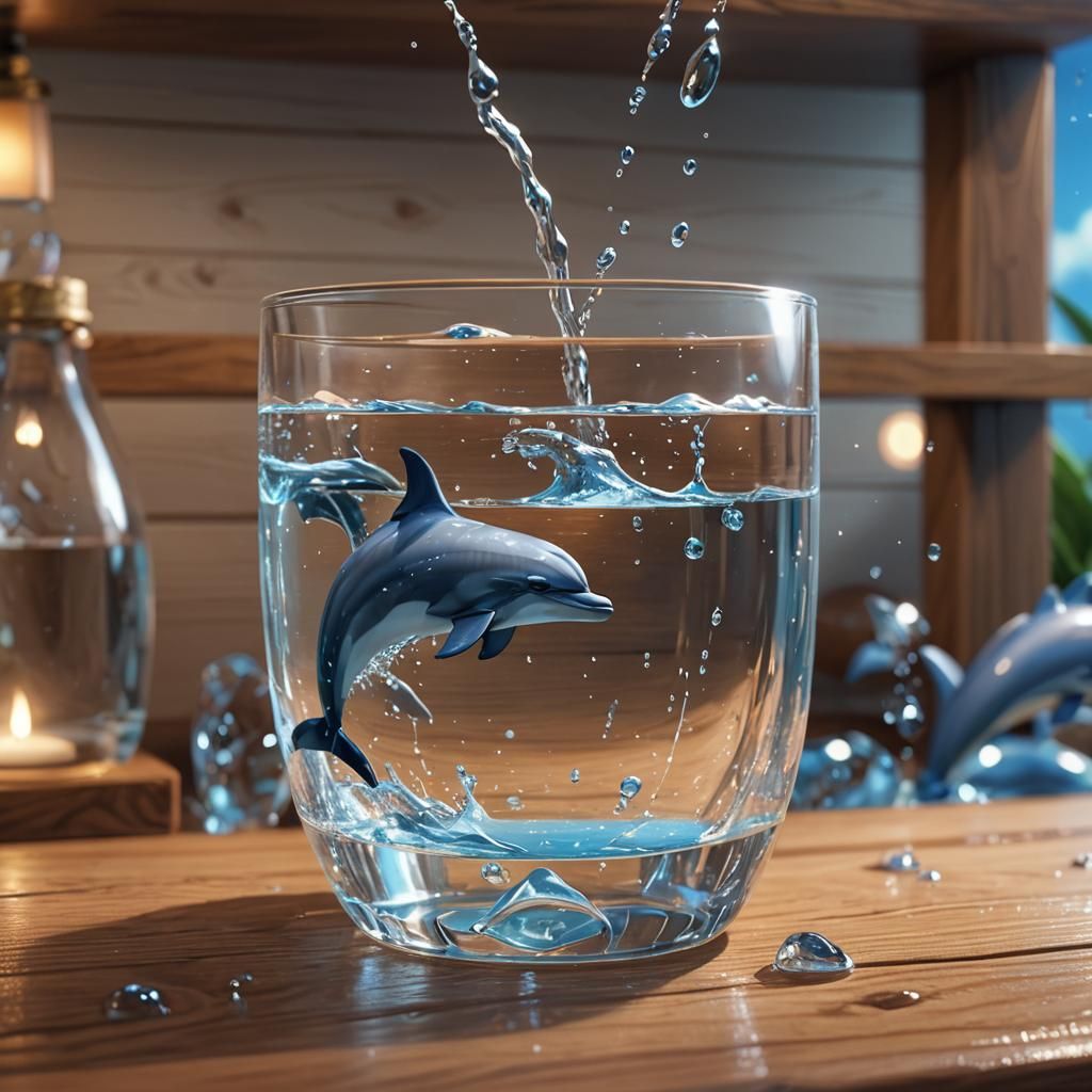 Dolphin Swims in Glass: Anime Art