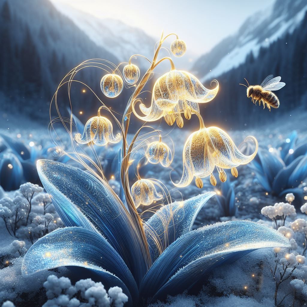 crystal lily of the valley with Kirlian effect