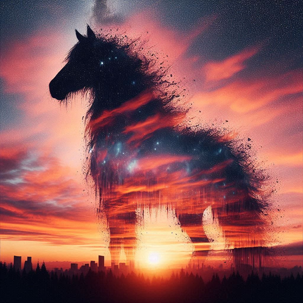 double exposure beautiful fantasy DALL-E 3 portrait landscap...