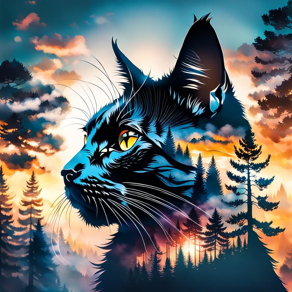 Sunset Kitty  by @River Aquarius