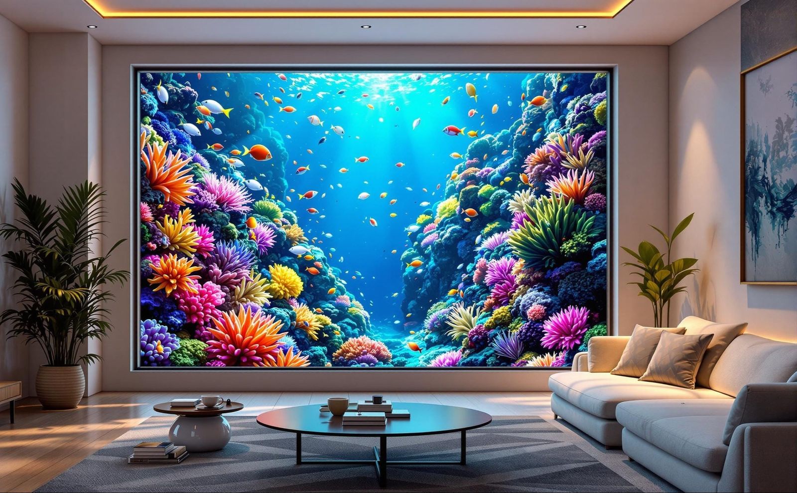Window with view of coral reef - Window with view of coral r...
