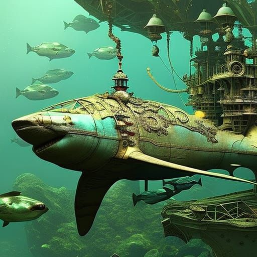 Steampunk Shark 2 AI Generated Artwork NightCafe Creator