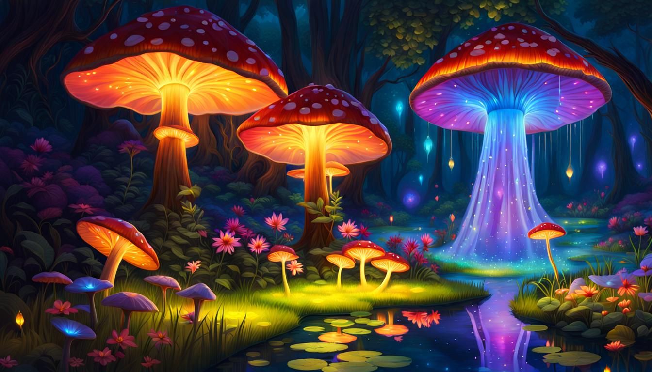 Fantasy Mushrooms - AI Generated Artwork - NightCafe Creator