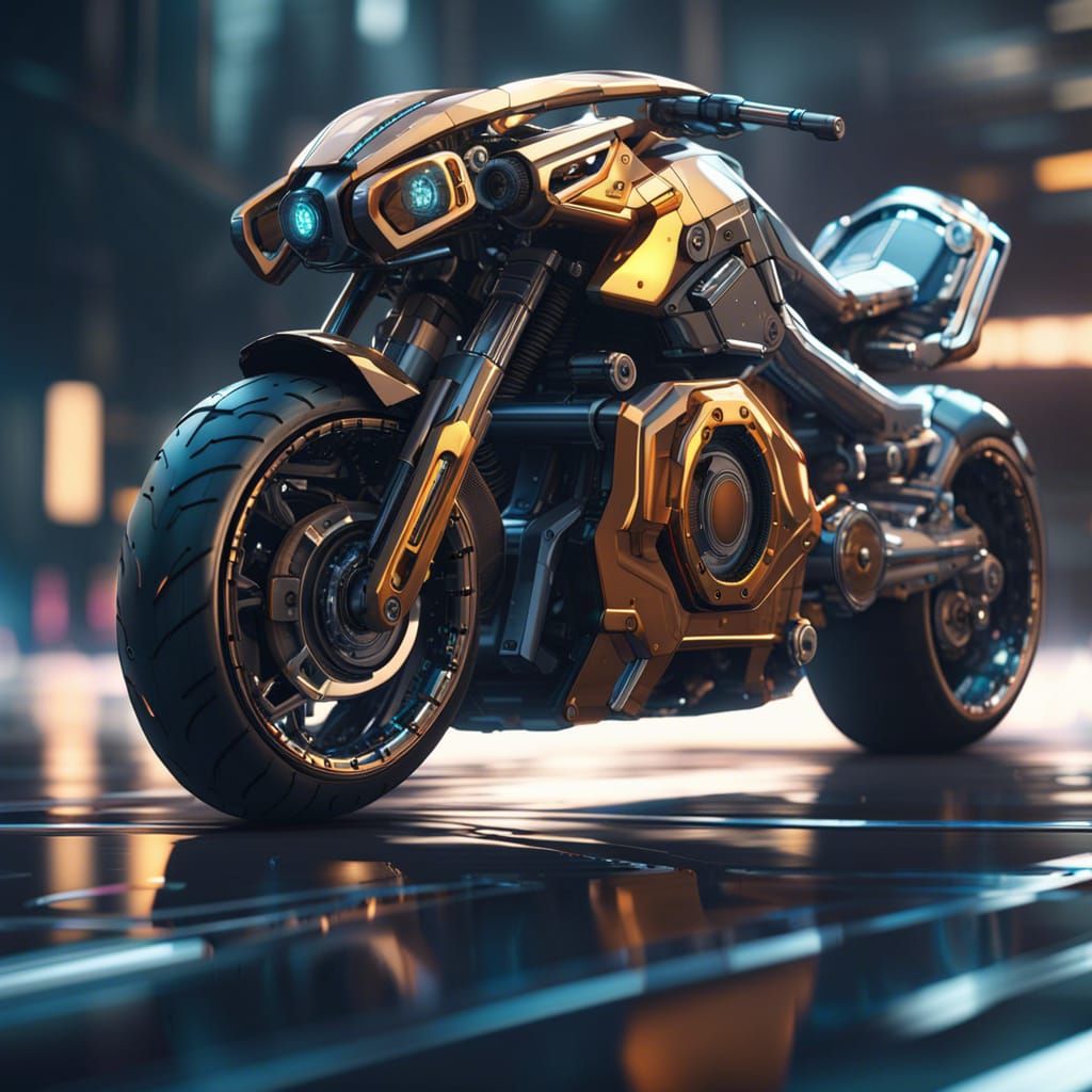 Cyber Tech Motorcycle - AI Generated Artwork - NightCafe Creator