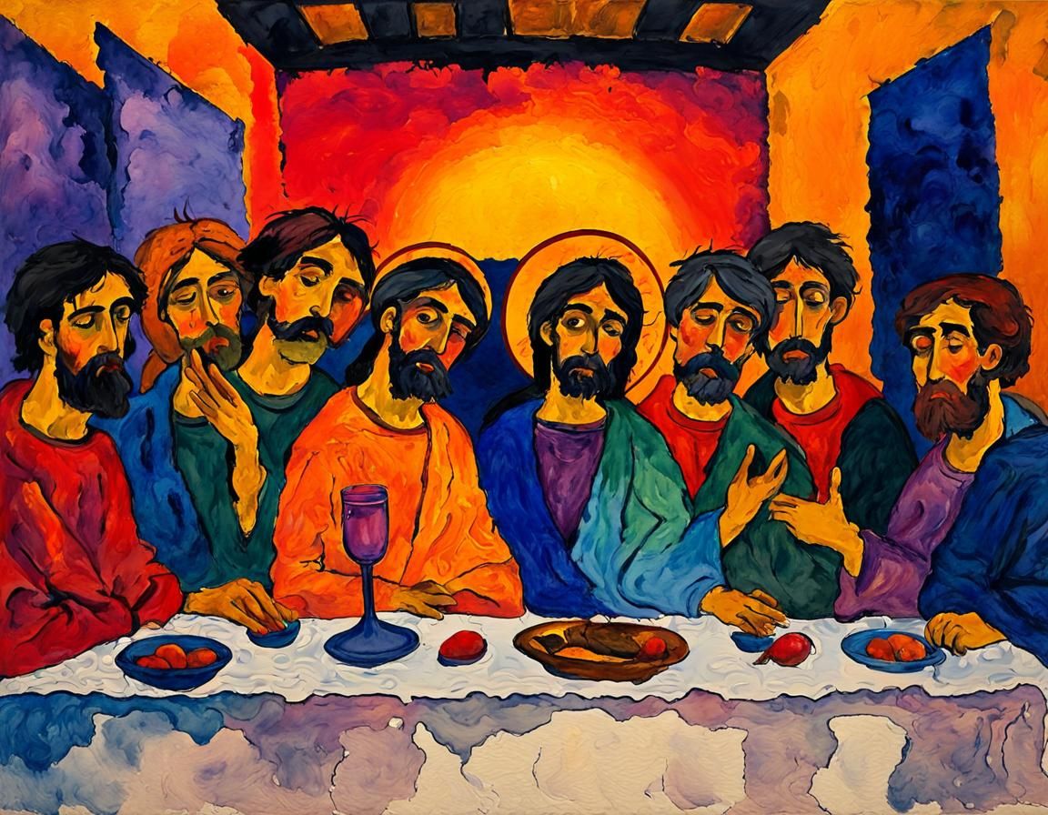 The Last Supper, Emil Nolde style, Expressionist, watercolor - AI ...