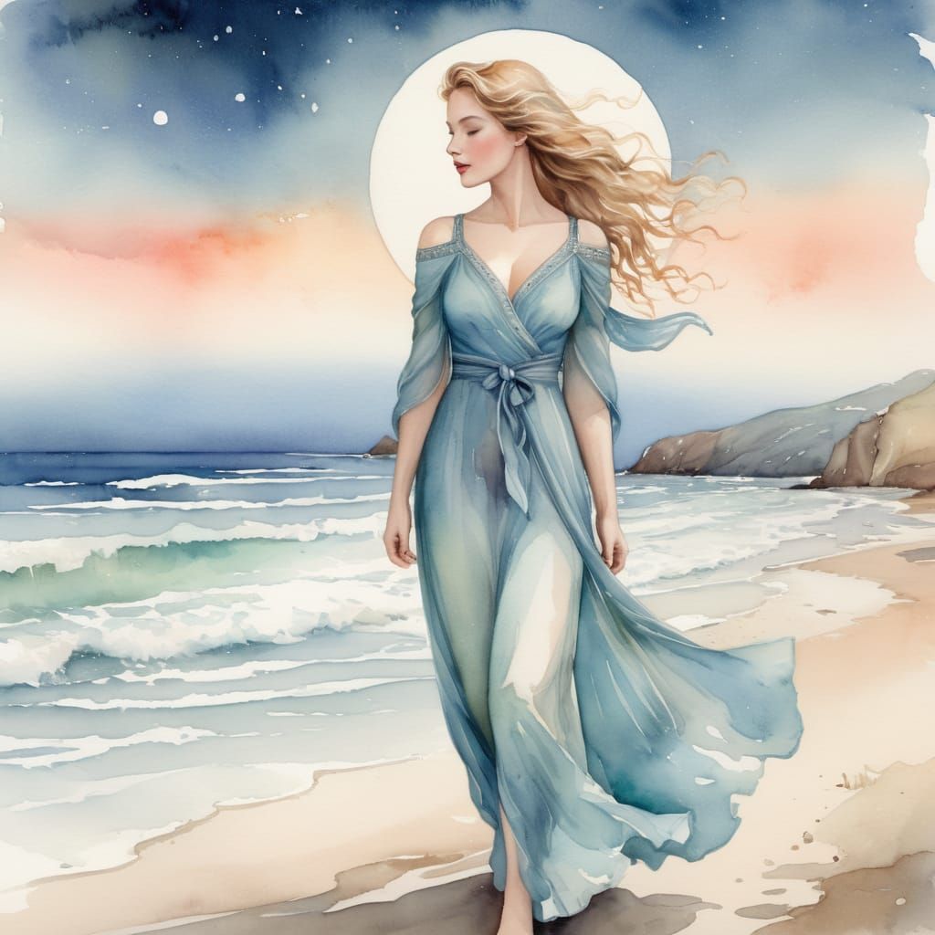 Seule sur la plage... la nuit