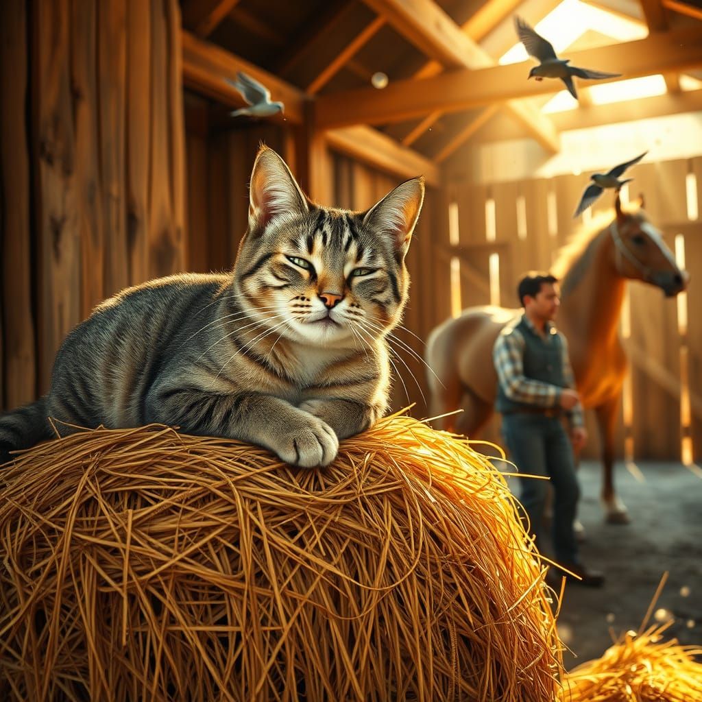 Barn Cat on the Hay Bales  by @cRAYz