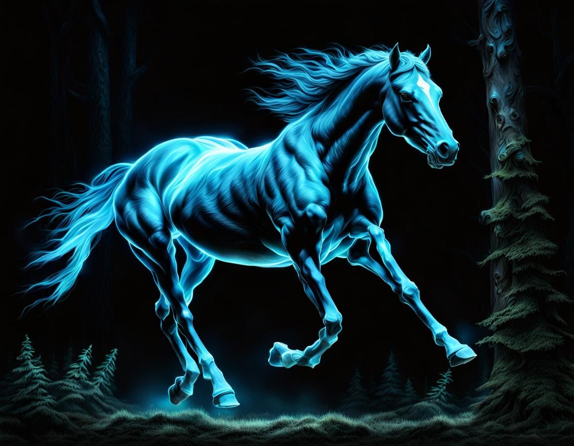 Jumping horse in the dark - AI Generated Artwork - NightCafe Creator