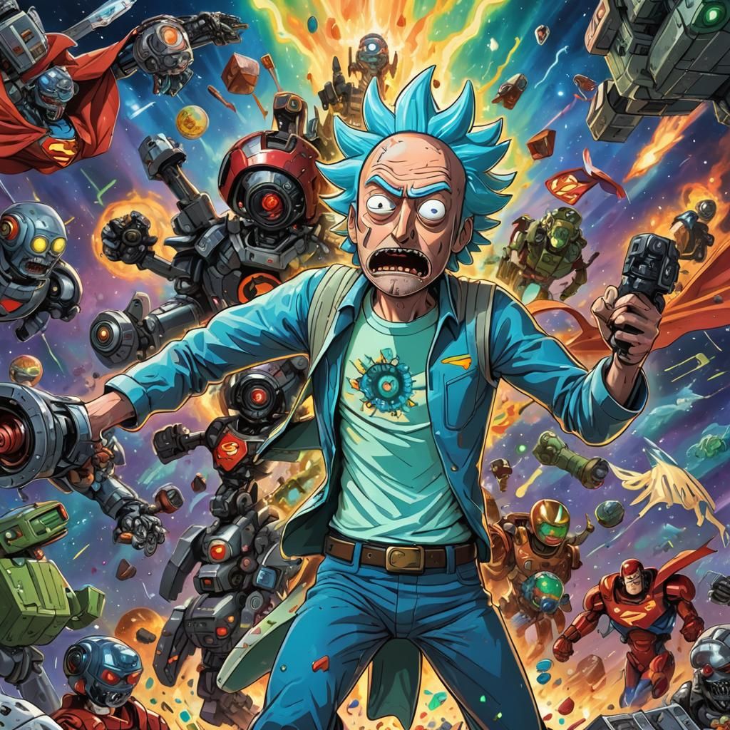 Hyper detailed painting of Rick from Rick and Morty, droolin...