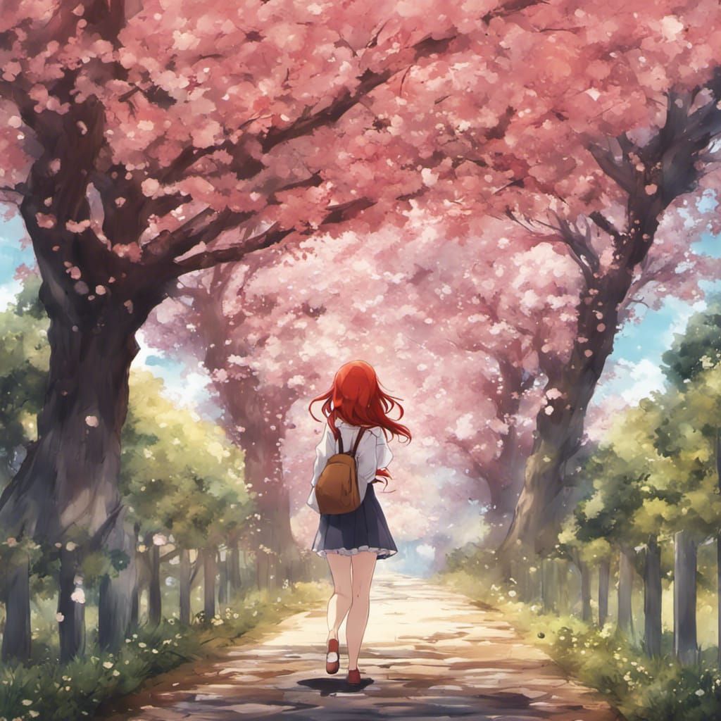 Red and the cherry trees