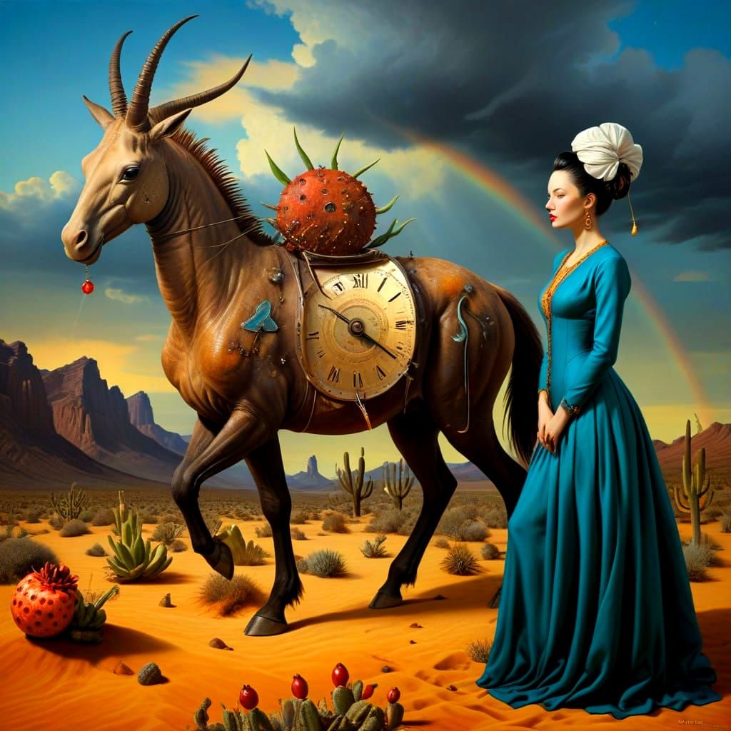 Surrealistic Lady in Amber Timepiece