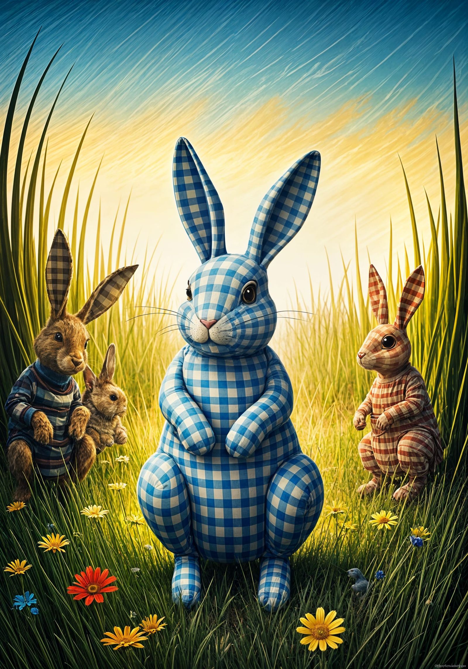 Gingham rabbit   by @Luca89pc