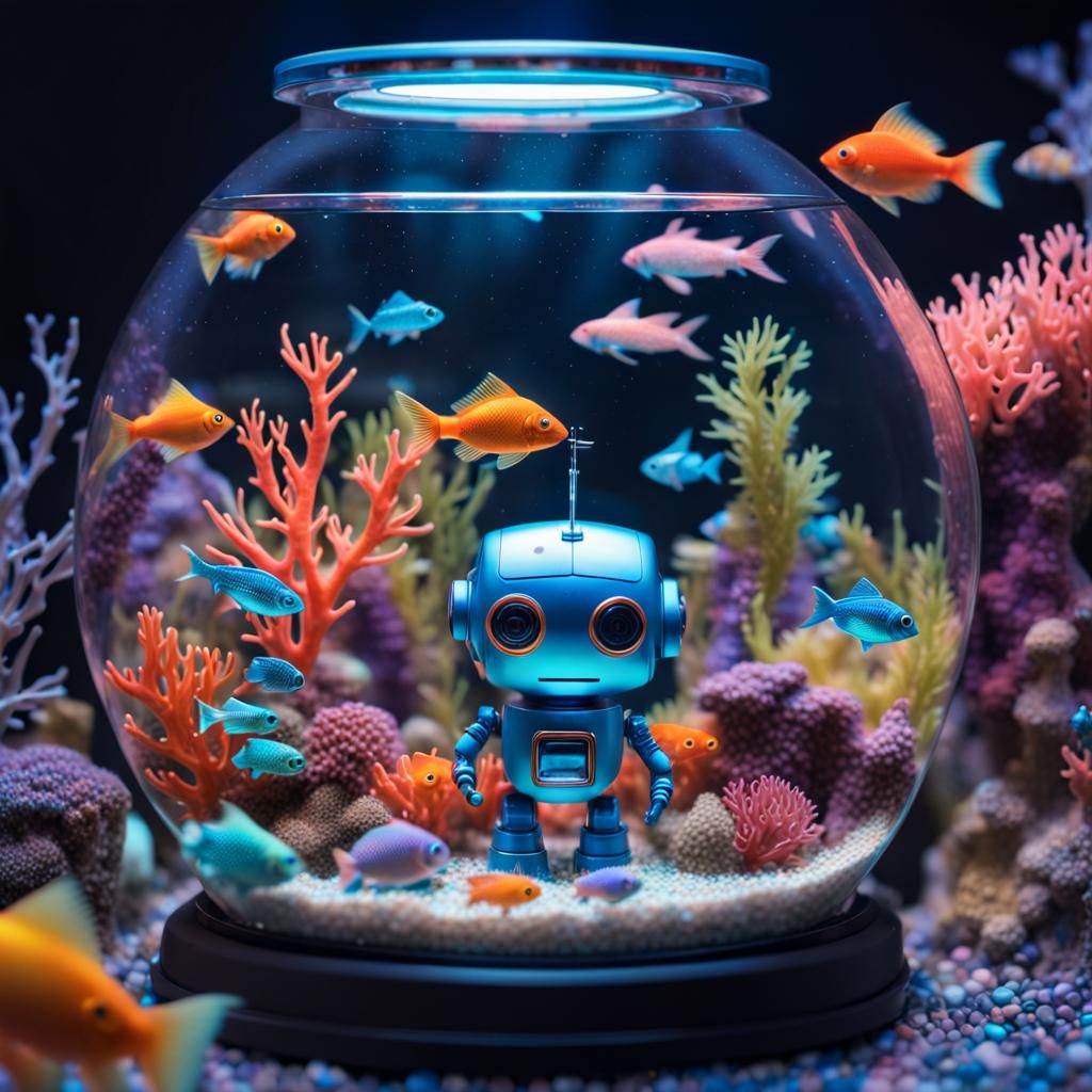 Robot in an aquarium inside an aquarium