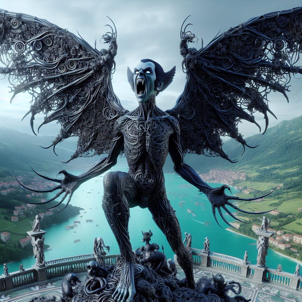 Vampire Metal Singer Ascends Amidst Venetian Landscape