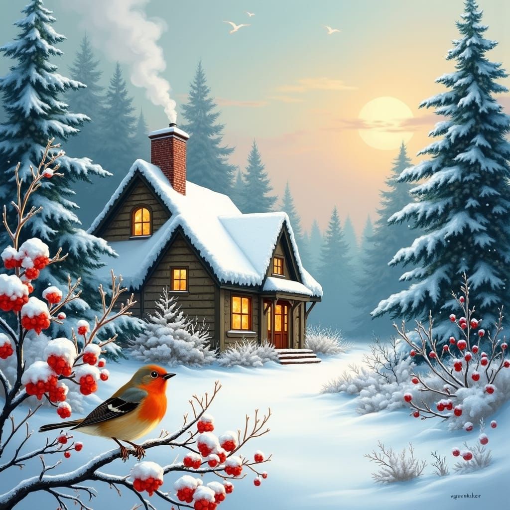 <lora:Winter Forrest:1.0>