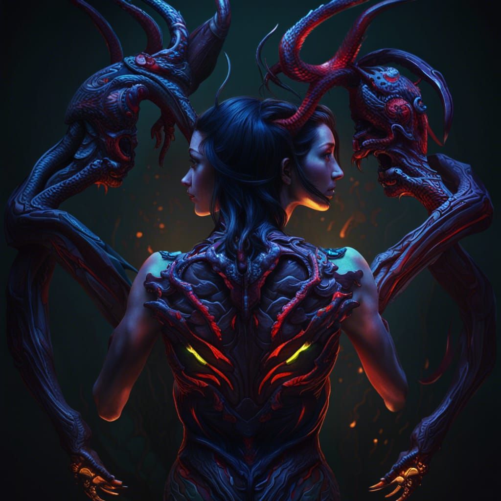 Woman with 2 demons