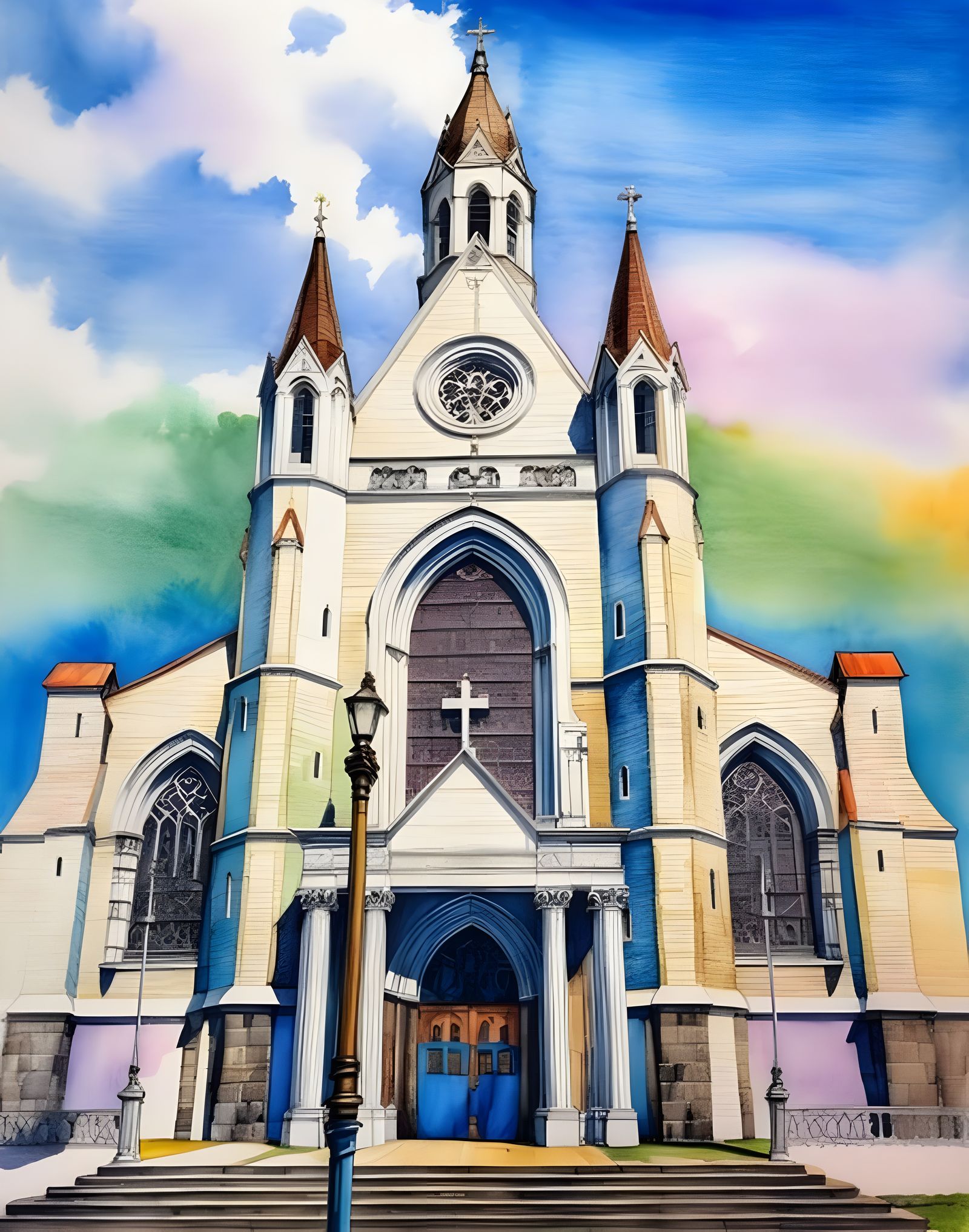 color pencil Central America towns