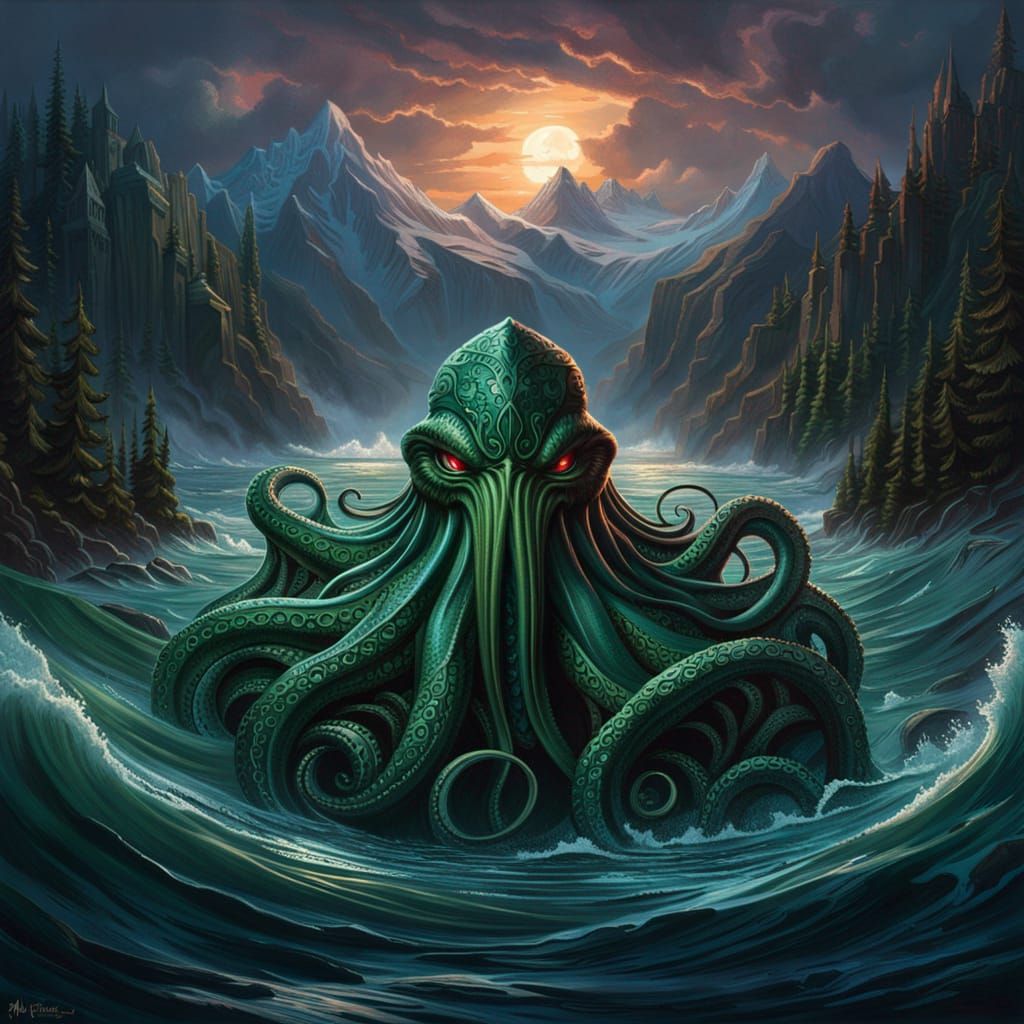 Cthulhu awakening - AI Generated Artwork - NightCafe Creator