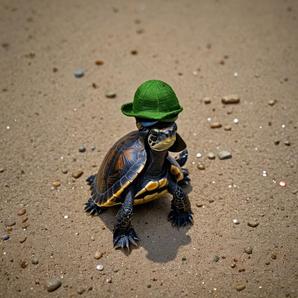 baby turtle with hat