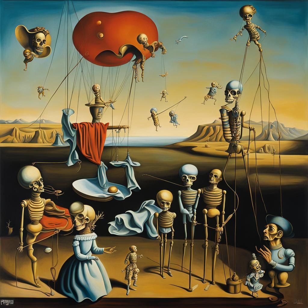 marionettes and puppets surrealism Salvador Dali matte backg...