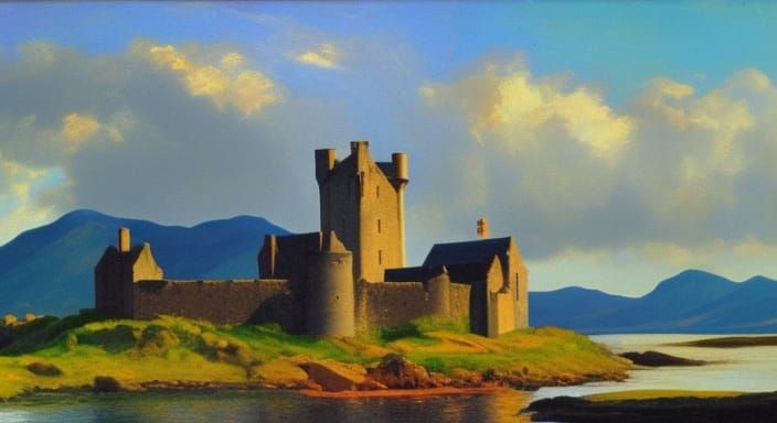 Medieval Eilean Donan Castle At Sunrise (Impressionism) #2