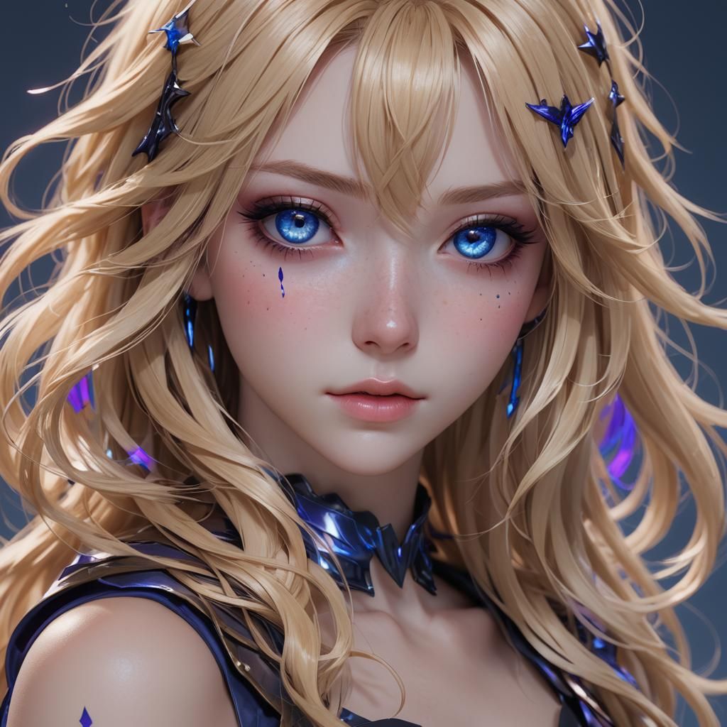 Anime Girl with Blonde Hair and Blue Eyes