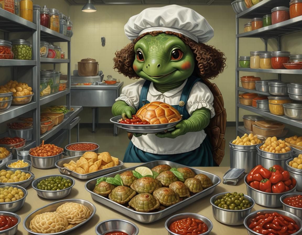 School Lunch Lady (Totally not cooking her turtle brethren)